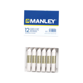 Manley Lápices de Cera Unicolor Blanco N.1 Caja de 12 Unidades Suavidad y Resistencia a la Luz
