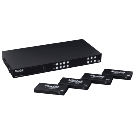 Muxlab Kit Matriz HDMI 4x4 HDBT PoC 4K/60, 150m, RS232/LAN, 4 Entradas/Salidas HDMI, Alimentación Externa, 1U