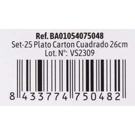 Algon Set de 25 Platos de Cartón Cuadrado con Laca de Soja, 26 cm (15 Unidades)
