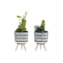 Planta Decorativa DKD Home Decor Cerámica Negro Polietileno Blanco Verde (7 x 7 x 19 cm) (2 Unidades) Precio: 12.59000039. SKU: B14JZSTLE6