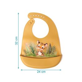 KioKids Babero Silicona Ajustable Mostaza Tigre +6 Meses