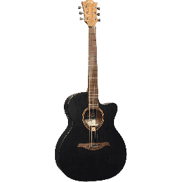 LAG Guitarra Acústica Electroacústica Lâg Auditorium Cutaway Tramontane 70 A/E Negro Satinado Tapa Abeto Engelmann Macizo