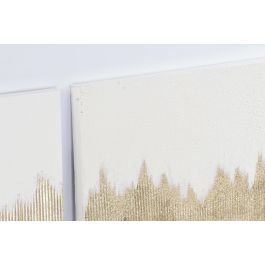 DKD Home Decor Cuadro Abstracto Blanco Dorado Lienzo MDF 120 x 60 x 3 cm (2 Unidades)