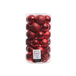 Decoris Tubo con 37 bolas rojas decorativas para árbol de navidad Ø6cm