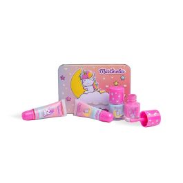 Martinelia 85494 Set Maquillaje Infantil Little Unicorn Tin Box – 2 Esmaltes de Uñas Solubles, 2 Brillos Labiales