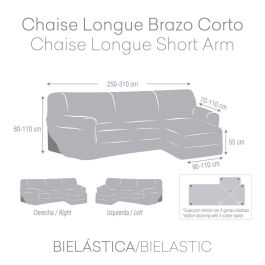 Funda para chaise longue de brazo corto izquierdo Eysa BRONX Blanco 110 x 110 x 310 cm