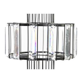 DKD Home Decor Portavelas Moderno Set de 2 Negro Transparente de Metal y Cristal 20x20x26 cm