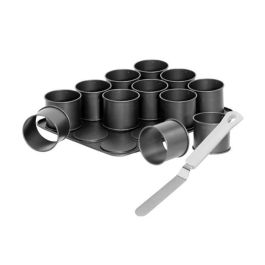 Zenker ZEN1703290480540 Bandeja para Hornear Mini Pasteles y Espátula para Glaseado - Negro Metalizado