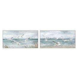 DKD Home Decor Cuadro Mediterráneo con Gaviotas Azul y Blanco 140x70 cm (2 Unidades) Lienzo Precio: 148.50000033. SKU: B1BG3NG6LD