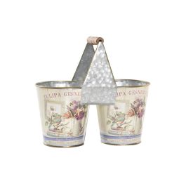 DKD Home Decor Macetero Estilo Shabby de Metal Rosa Colección Tulipa 12x24x23 cm