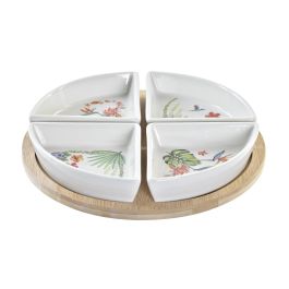 DKD Home Decor Aperitivo Tropical Set de 5 piezas Gres y Bambú Multicolor Natural Blanco 21.5x21.5x1 cm Precio: 7.7682. SKU: S3036976