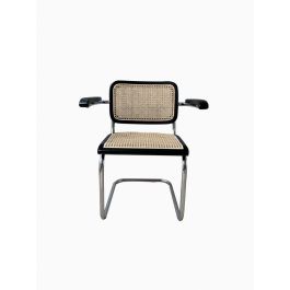 DKD Home Decor Silla Horeca Vintage de Olmo y Ratán con Rejilla, Colores Negro y Natural, Pack de 4 Unidades, Altura Asiento 45 cm