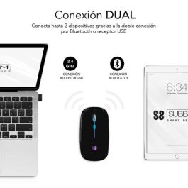 Ratón Inalámbrico por Bluetooth Subblim LED Dual Flat/ Batería recargable/ Hasta 1600 DPI