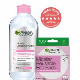 Garnier SKINACTIVE Discos Desmaquillantes Ultrasuaves Lavables Reutilizables Microfibra Algodón para Limpieza Facial 3 unidades