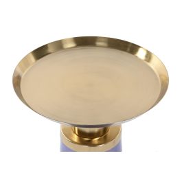 DKD Home Decor Mesita Auxiliar Moderna de Cristal y Hierro Azul y Dorado 37 x 50 x 37 cm