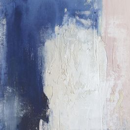 DKD Home Decor Cuadro Abstracto Pintado a Mano Moderno Azul Rojo de Lienzo y Pino 120x90 cm (2 Unidades)