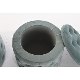 DKD Home Decor Reposapiés Glam Verde 70 x 42 x 70 cm Set de 2 Poliester MDF Capitone