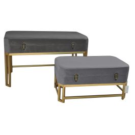 DKD Home Decor Descalzadora Glam de Terciopelo y Metal, Set de 2 unidades, Colores Gris y Dorado, Dimensiones 40x47x80 cm, Altura Asiento 47 cm Precio: 126.4692. SKU: S3033859