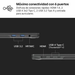 LG Gram 16Z90RU-G.AA55B Portátil Ligero 16" WQXGA IPS Intel Core i5-1334U 16GB LPDDR4x 512GB SSD Windows 11 Home Negro