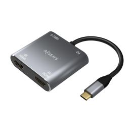 AISENS - CONVERSOR USB-C A 2xHDMI 4K SST MST/USB2.0/USB-C PD 60W, USB-C/M-2xHDMI/H-USB-A/H-USB-C/H, GRIS, 15CM Precio: 24.58999994. SKU: B1JDAPKXT9