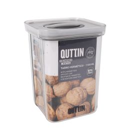 Quttin Tarro Hermético PET 1100 ml, 11,2 cm Ancho x 11,2 cm Largo x 15,5 cm Alto (12 Unidades)