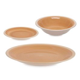 Set 18 Pzs Vajilla Gres Beige Borde Vessia 34X27CM Set 18 Pzs Vajilla Gres Beige Borde Vessia 34X27CM