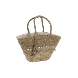 DKD Home Decor Bolso Mediterraneo de Seagrass Natural con Conchas y Hecho a Mano 15 x 51.5 x 53 cm