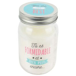 Home Deco Factory Tarro Con Vela Bougie Fresas Silvestres Rosa Eterna Mensaje Tapa Rosca 7.5x13cm