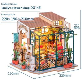 Robotime Maqueta Casa Miniatura Emily's Flower Shop con Iluminación LED - 258 Piezas, 23.8x21x23cm