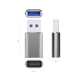 Aisens Adaptador USB-A-M 3.2 Gen2 a USB-C Hembra Aluminio Gris 10 Gbps OTG Carga Rápida