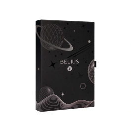 Belius Pluma Space B y Funda de Similpiel, Negro, Tinta Azul, Caja de Diseño Minimalista, Bolígrafo con Estilo
