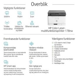 HP 178nw Impresora Multifunción Láser Color Wi-Fi, Compacta, Escanea, Copia, Imprime desde Móvil, Alta Calidad Color