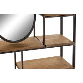 DKD Home Decor Estanteria Loft Metal MDF Espejo 4 Estantes Marron Claro Negro 13.2 x 60.3 x 39.5 cm