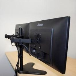 Ewent EW1536 Soporte para Mesa de 2 Monitores hasta 32 Pulgadas, VESA 75x75/100x100, Ajustable en Altura, Inclinación, Rotación y Giro, Ergonomico