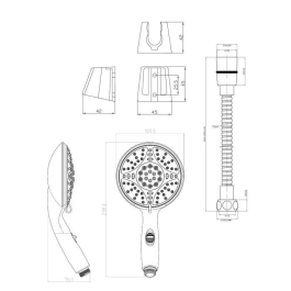 Edouard Rousseau Combinación flexible 5 jets Leptis Chrome con antical y ahorro de agua