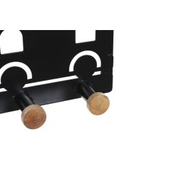DKD Home Decor Perchero 28.5 x 8.5 x 16.5 cm Negro Blanco Metal MDF 4 Colgadores Puerta 2 Unidades