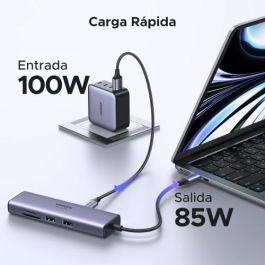UGREEN UG60515 Base para Portátil y Replicador de Puertos USB-C, HDMI 4K 60Hz, USB 3.0, Ethernet Gigabit, Power Delivery 100W Gris