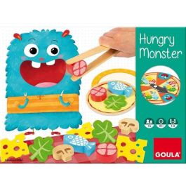 Goula Juego de Destreza Hungry Monster de Madera - Prepara la Pizza del Monstruo Tragón para Niños 3+ Años (Hasta 4 Jugadores)