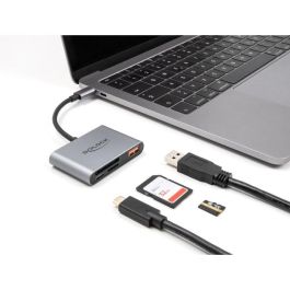 DeLOCK Lector de Tarjetas USB-C para SD y Micro SD + USB 10 Gbps Tipo-A y USB Type-C PD 2.0 85 W