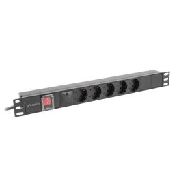 LANBERG PDU-05F-0200-BK Unidad de Distribución de Energía (PDU) 5 Salidas AC Tipo F 1U Negro 2m