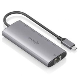 Aisens ASUC-6P030-GR Dock USB-C 6 en 1 con HDMI 4K, RJ45 Gigabit Ethernet, USB-A y USB-C 10Gbps, USB-C PD 100W, Gris