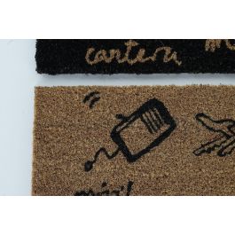 DKD Home Decor Felpudo Basicos Fibra Coco y PVC Marrón Claro Negro 60x40x1.5 cm Motivos Llaves y Mascarilla Pack 6 Unidades