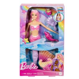Muñeca barbie un toque de magia malibú sirena cambia de color