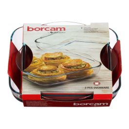 Pasabahce Set 2 Fuentes Cuadradas Borcam 1950ml 3200ml Vidrio Borosilicato Transparente Apto Horno Microondas Lavavajillas Congelador 32 x 28.5 cm (Set de 4)