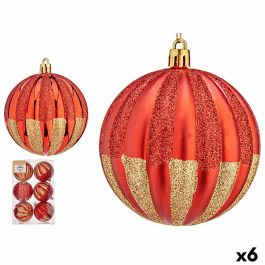 Set de Bolas de Navidad Rayas Rojo Dorado PVC (6 Unidades) Precio: 36.68999994. SKU: B144DLG6HE