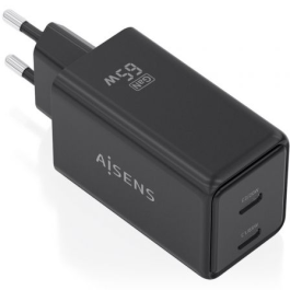 Aisens ASCH-65W2P079-BK Cargador de Pared GaN 2xUSB Tipo-C 65W Negro Precio: 17.6902. SKU: B19G6XNSZK