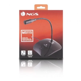 NGS MS115 Micrófono Sobremesa Omnidireccional para Juegos y Videoconferencias con Cuello de Cisne y Botón Mute