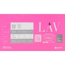 Lav Set de 6 Vasos de 340 ml Colección Artemis New Art 8.3 cm de diámetro por 9.8 cm de alto (8 Cajas)
