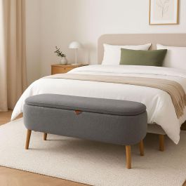 Pie de cama Versa Maniko Gris Madera Textil 37 X 44,5 X 94,5 CM