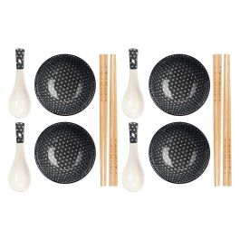Set 12 Piezas Sushi Negro Kinvara - Cerámica y Bambú - 37.5x25.5x7 cm (6 Unidades) Set 12 Piezas Sushi Negro Kinvara - Cerámica y Bambú - 37.5x25.5x7 cm (6 Unidades)